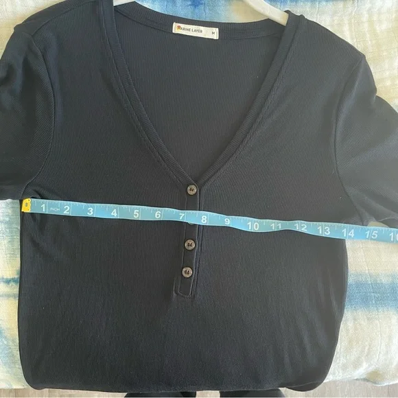 Marine Layer Lexi Rib V-Neck Long Sleeve Henley - Picture 8 of 11